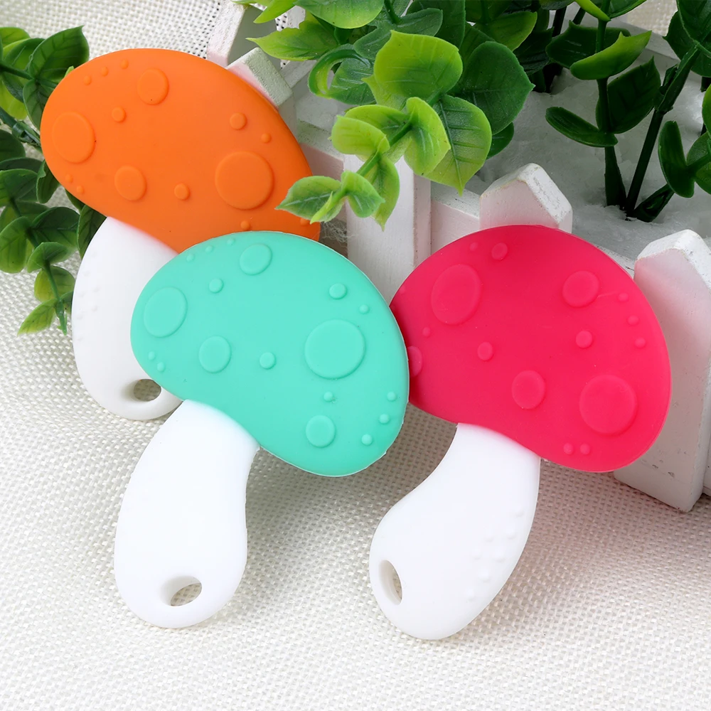 

TYRY.HU 10Pc Big Mushroom Silicone Teething Beads BPA Free Baby Nursing Teether Baby Teething Toys Chewable Necklace Pendants