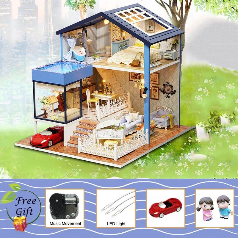 Cutebee кукольный дом мебель миниатюрный кукольный домик DIY миниатюрный дом комната коробка театр игрушки для детей наклейки DIY кукольный домик A - Цвет: A61C
