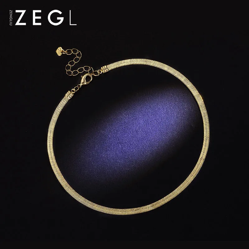 ZEGL snake bone necklace female short paragraph choker clavicle chain simple neck collar jewelry | Украшения и аксессуары
