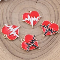 daisies 100pcs 2018mm alloy red heart charms medical ecg enamel charms for nurse necklace bracelet diy findings