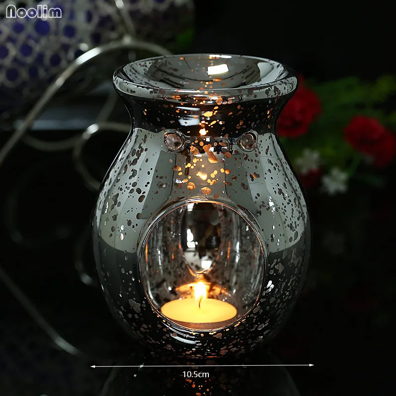 Винтажная Серебряная стеклянная печь для ароматерапии ручной работы масляная