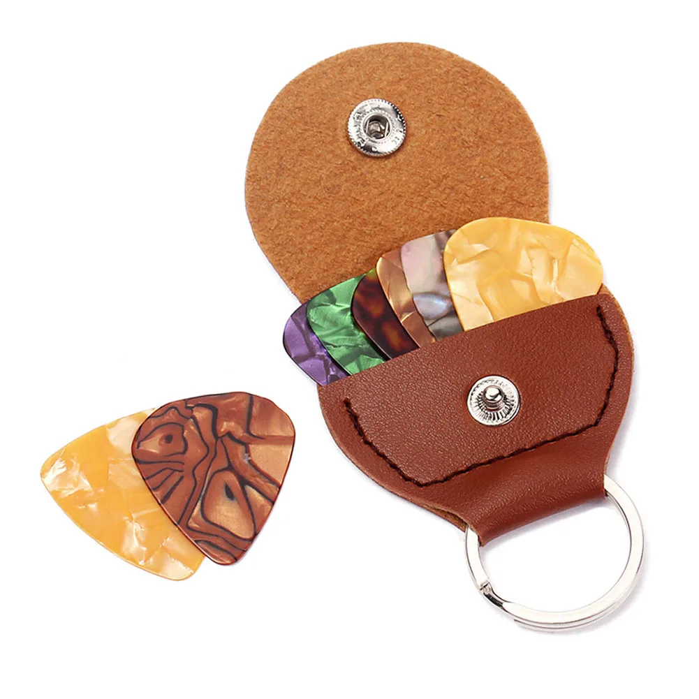Artificial Leather Guitar Dial Pack Key Chain Style Picks Holder Plectrums Case Bag ring Accessories parts | Спорт и развлечения