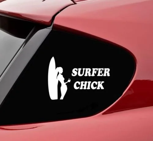 Surfer цыпленок виниловые наклейки Стикеры забавные серфинга для девушек визуально