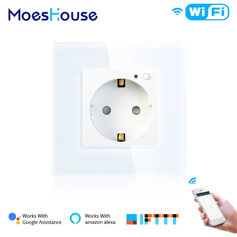 Умная настенная розетка с Wi Fi 16 А стеклянная панель дистанционным управлением