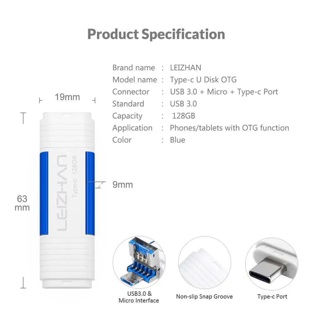 USB флеш-накопитель для телефонов на базе Android с Bluetooth 3 0 Тип C Memory Stick Samsung Galaxy S10 S9 S8S7