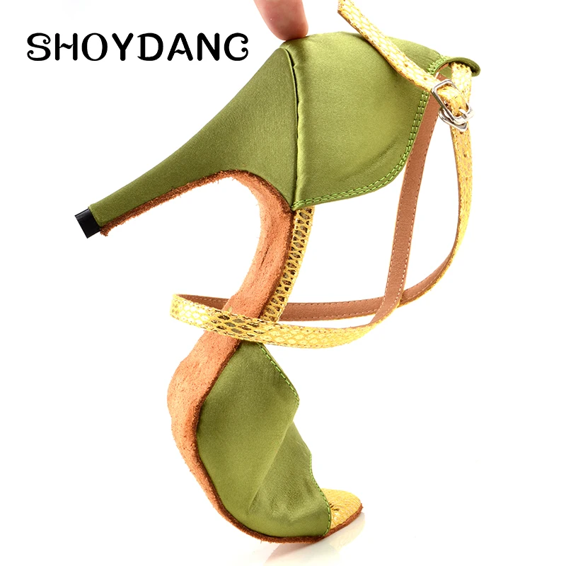 Новинка стильный светильник SHOYDANC зеленые атласные танцевальные туфли для сальсы