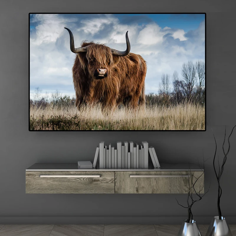 Highland Скандинавская картина с изображением коровы и крупного рогатого скота на