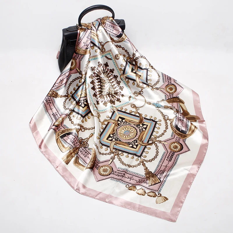 Женский шелковый шарф шелковая шаль с цветочным принтом 90x90 см|fashion silk scarf|silk fashion