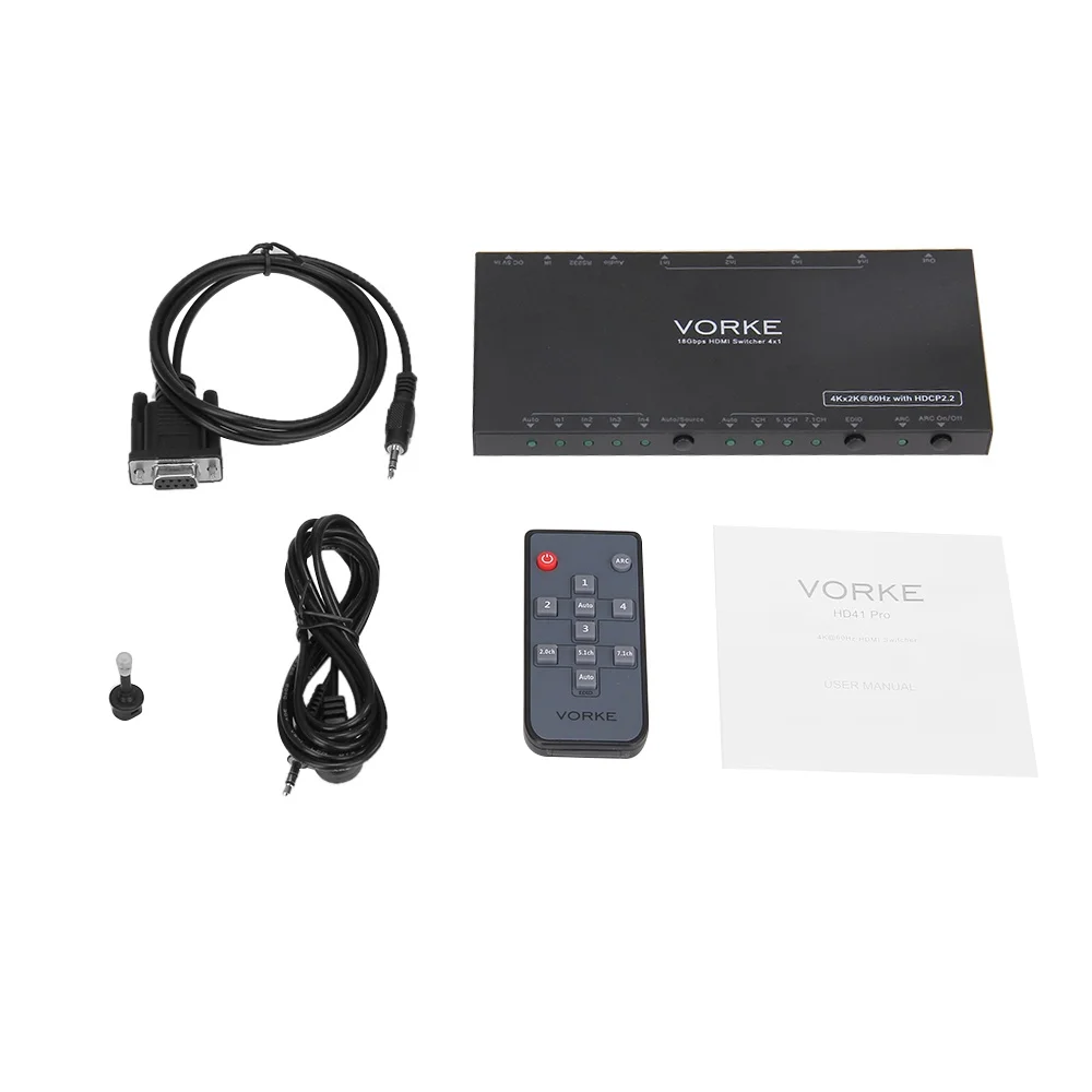 Оригинальный переключатель VORKE HD41 Pro 4k@60Hz(4:4:4) 10 бит HDCP2.2 ARC 18Gbps HDR оптический выход HDMI2.0b для Xbox One 360 PS3