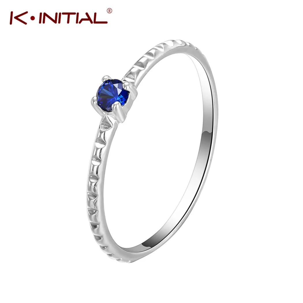 Kinitial модные геометрические кольца с синим кристаллом для женщин девушек