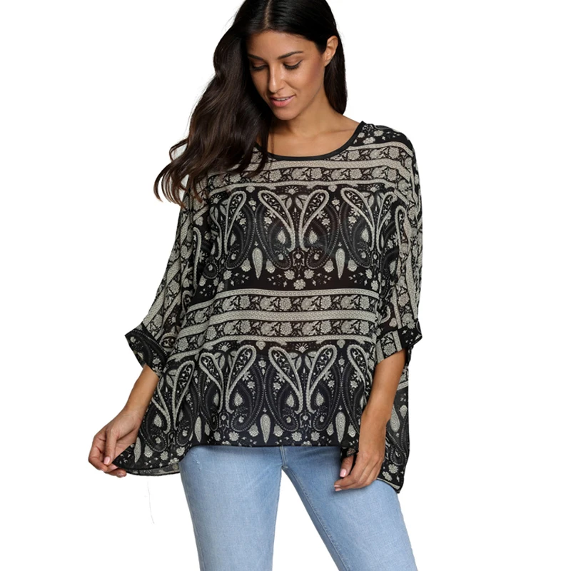 Женская шифоновая блузка с коротким рукавом цветочным принтом|chiffon tops|blouses plussummer