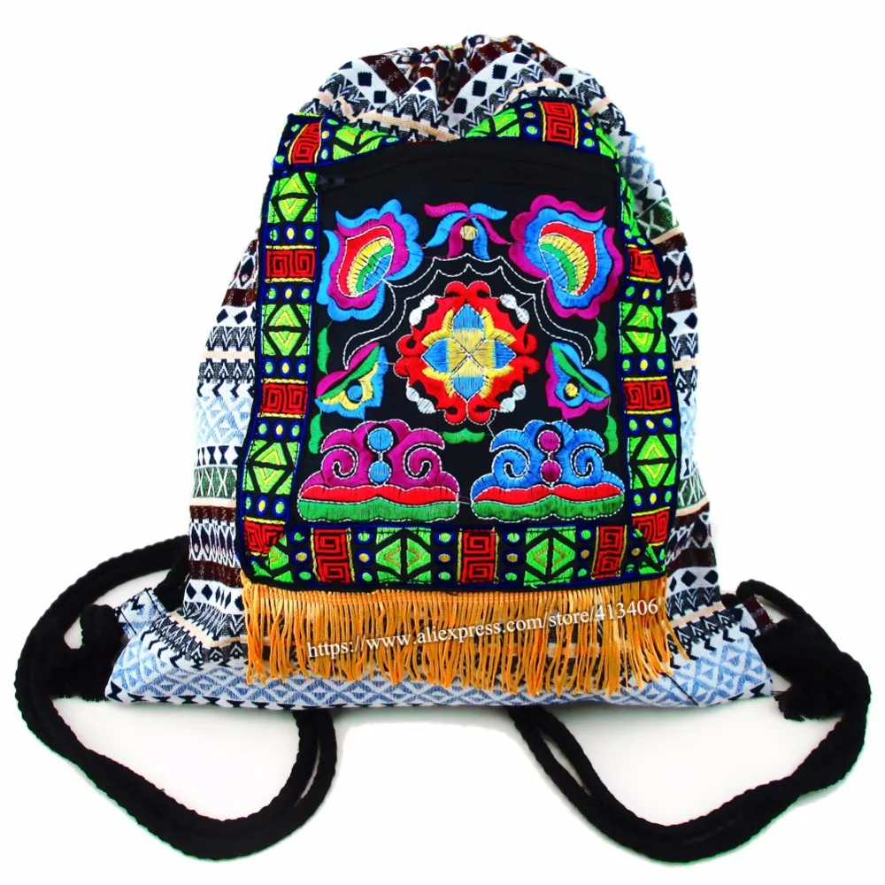 

Tribal Vintage Hmong Thai Indian Ethnic Boho rucksack Boho hippie ethnic bag backpack bag L size SYS-542C