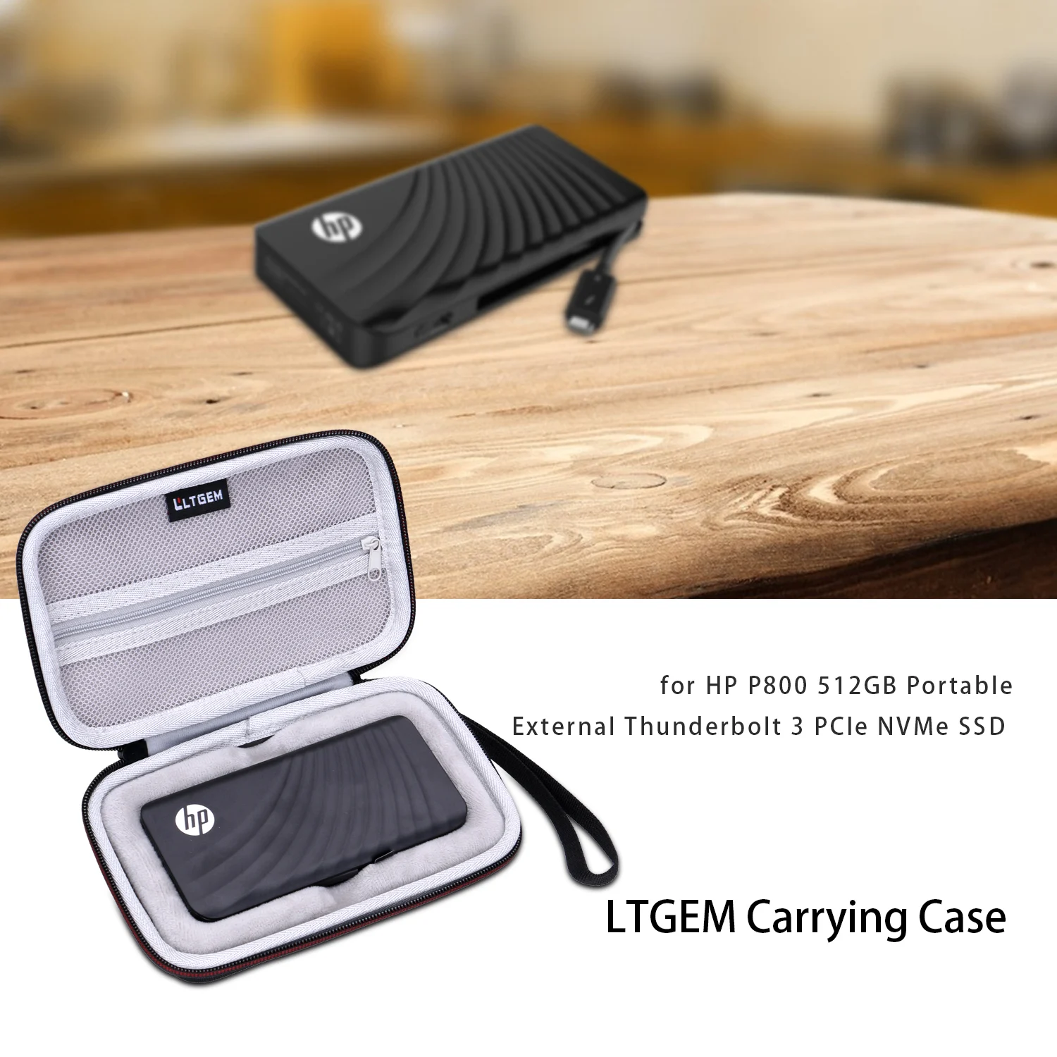 LTGEM Сумка для планшета EVA для hp P800 512 ГБ Портативный внешнее Thunderbolt 3 PCIe Накопитель SSD с протоколом NVME путешествия защитный чехол-сумка для хранения