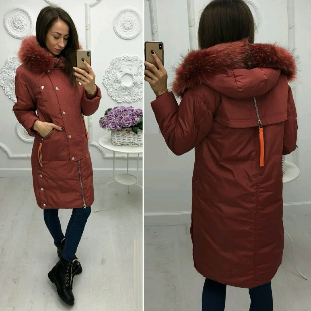 Женские утепленные лыжные куртки длинные однотонные зимние с капюшоном теплые