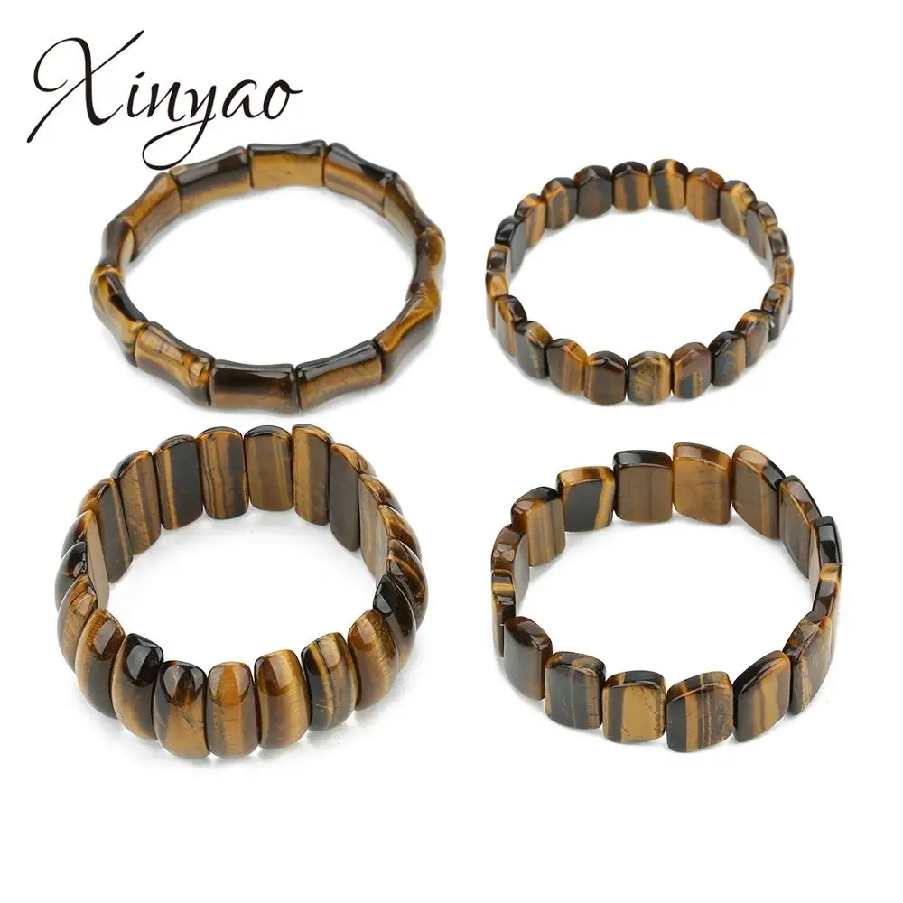 Бусины Xinyao из коричневого тигрового глаза эластичные браслеты с подвесками