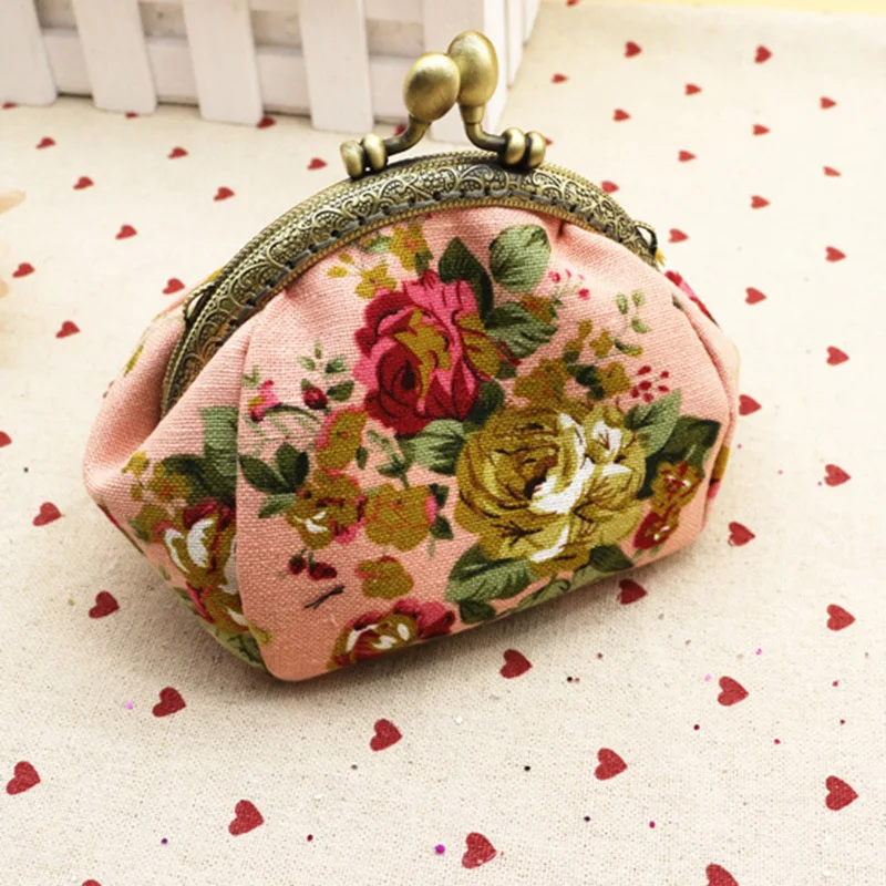 

Canvas Small Floral printing girl purse women zero wallet, purse,lady hasp coin bag,Cotton Fabric key bag 40