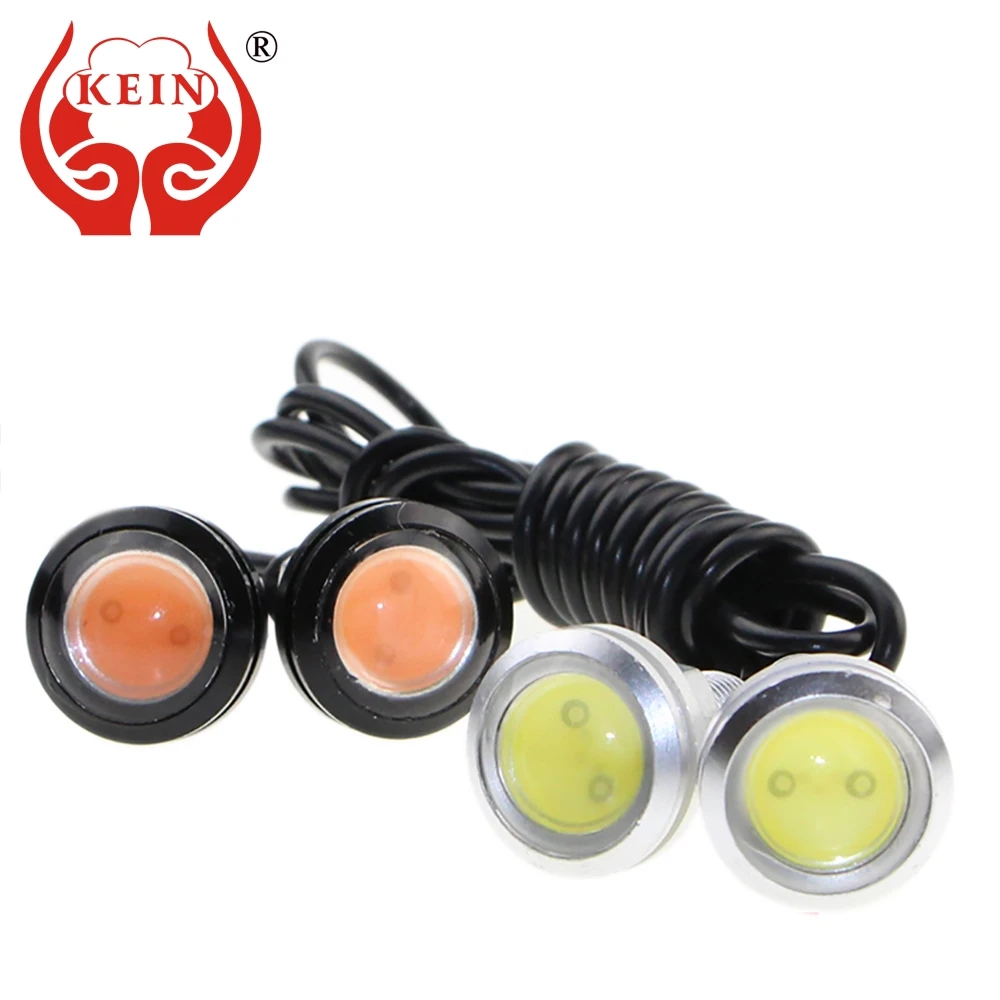

KEIN 2PCS 18mm 23mm Eagle Eye DRL car LED daytime running light modified chassis license plate Parking lamp car styling white