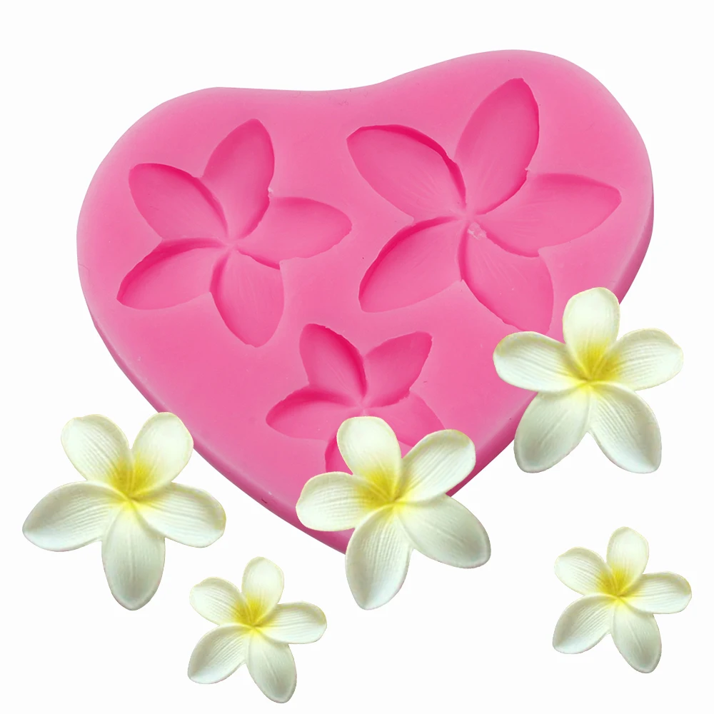 Силиконовая форма для торта с цветком Plumeria цвет серый и розовый силиконовая