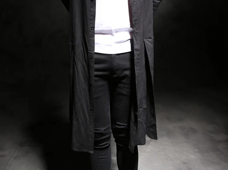 Мужская одежда знаменитостей авангардного дизайна хлопковая рубашка с длинным