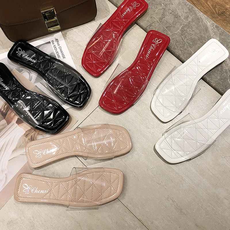 2019 г. Модные женские сандалии прозрачная обувь на плоской подошве Вьетнамки с