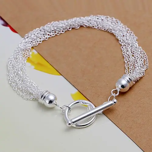 Женский браслет серебряного цвета модные ювелирные украшения 10 линий 925 |