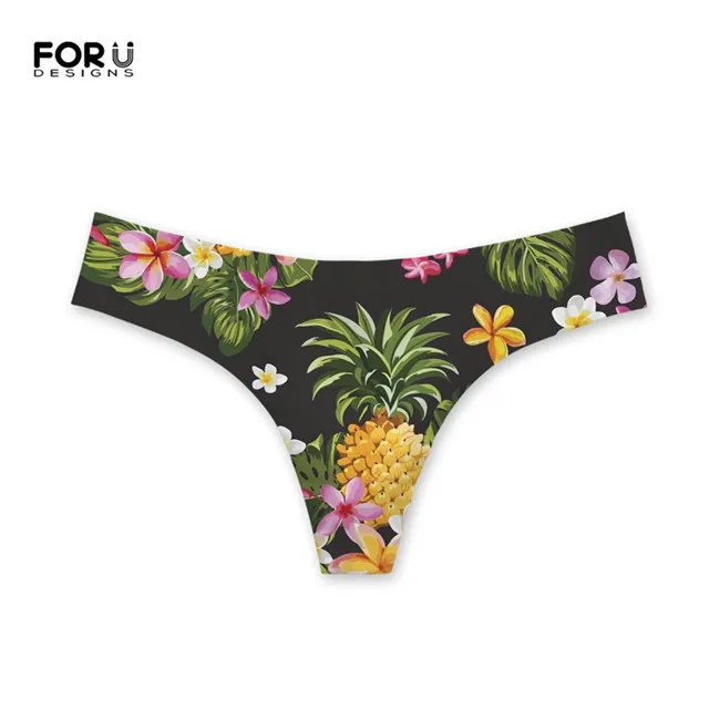 FORUDESIGNS/женские сексуальные трусики, стринги, Летний стиль, принт ананаса, дизайн, женское нижнее белье, низкая посадка, стринги, брендовые трусы на заказ - Цвет: HN087AY