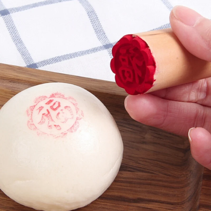 Ручной круглые деревянные десерт печать штамп DIY выпечка торта печенье формы