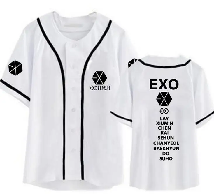 Новое поступление EXO планета все имя члена печать Бейсбол футболка для лета экзо L однобортный с коротким рукавом Футболка