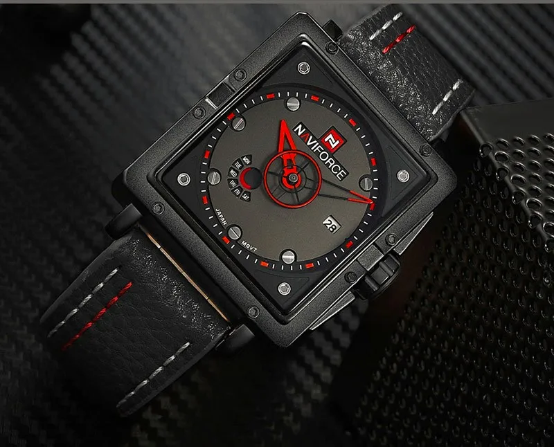 Часы Naviforce мужские брендовые Роскошные кожаные кварцевые модные повседневные