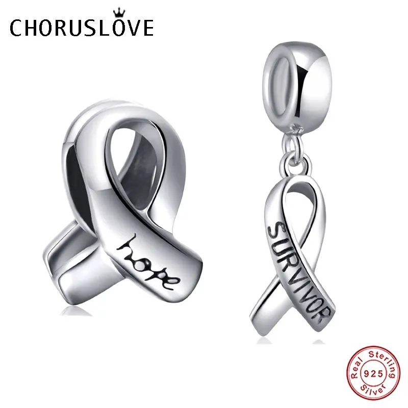 Choruslove браслет с лентой напоминающей о раке груди подвеской в виде Хоуп и 925 пробы