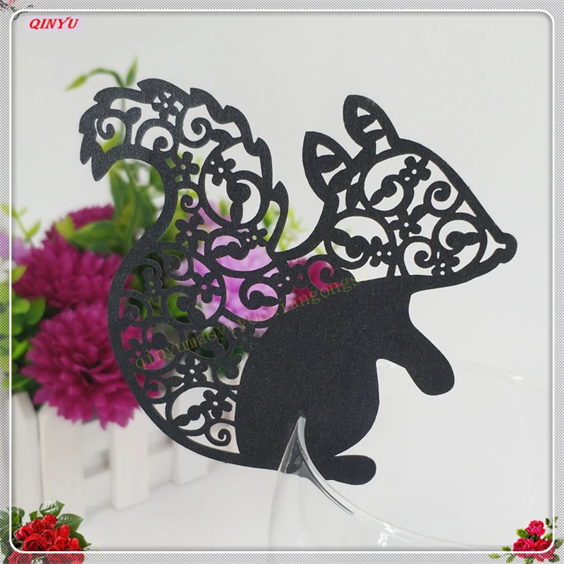 Сделай Сам 100 шт. милая белка стол отметка Место Название карты бокал для вина