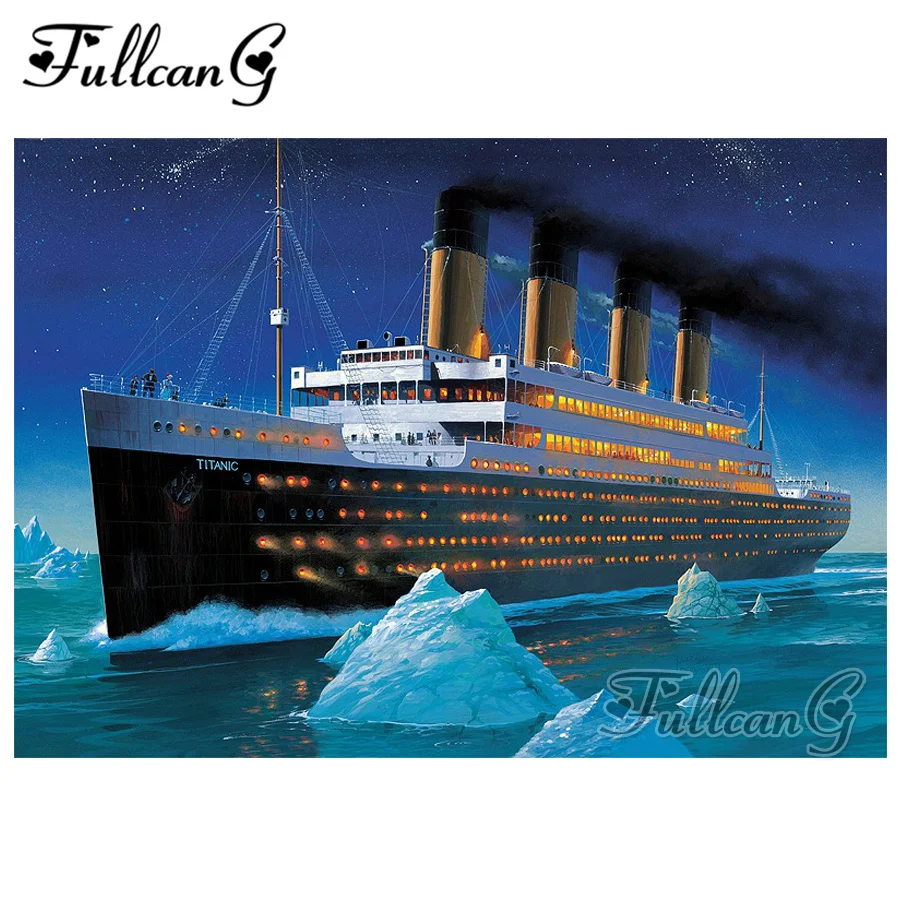 

FULLCANG full square/round drill diy 5d diamond painting "titanic" embroidery rhinestone cross stitch kits gift decor FC210