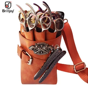 Профессиональная сумка для парикмахерских ножниц, сумка из искусственной кожи с зажимами, чехол-держатель для парикмахерских ножниц, чехол с ремнем на плече