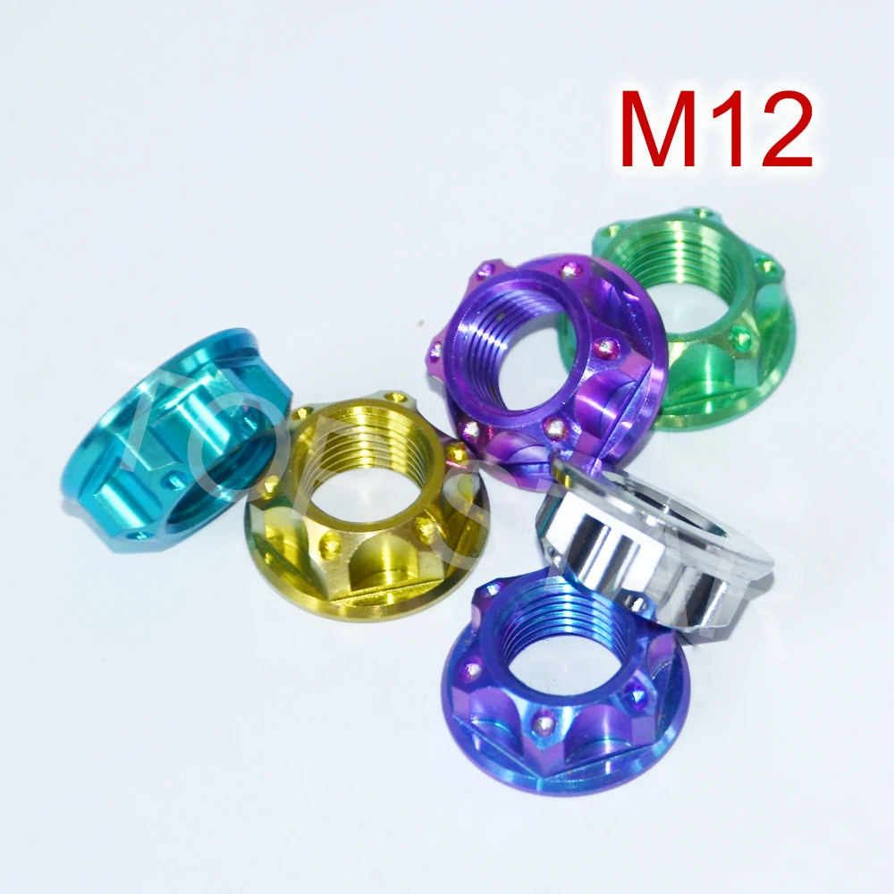 M12 X шаг 1 25 титановая Торцевая гайка для мотоцикла обожженная синяя и винтовая 6