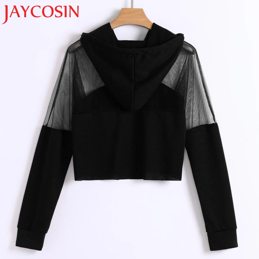JAYCOSIN 2018 Женская Однотонная рубашка с длинным рукавом и капюшоном в стиле бохо