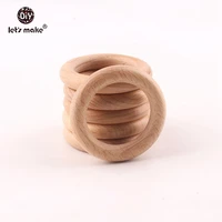 lets make 50pcs wholesale new size teething beech wooden rings food grade 60mm teethers nursing necklace accessories teether