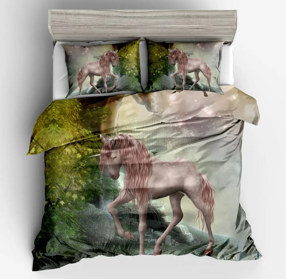 3d Звездное небо святое белое постельное белье с принтом единорога подарок для