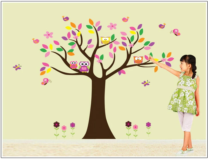Мультфильм сова декоративные настенные наклейки декор для детской комнаты