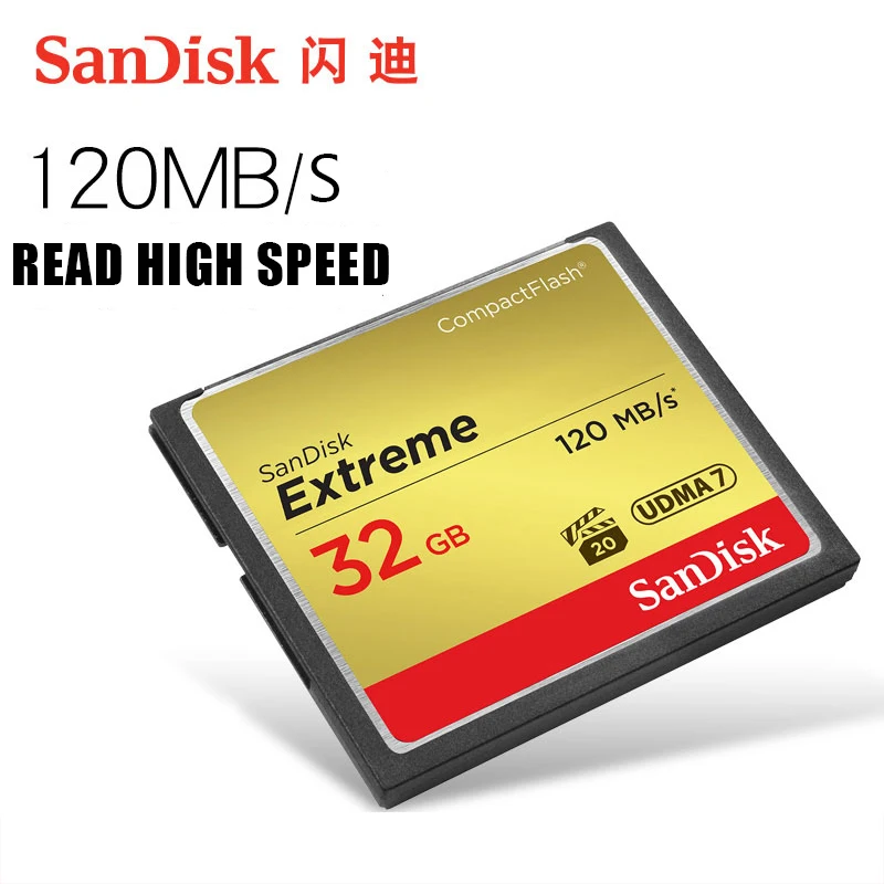 Карта памяти Sandisk cf Extreme Compact Flash Camera card 32GB 64GB карта 128GB до 120 МБ/с. скорость чтения 4K и