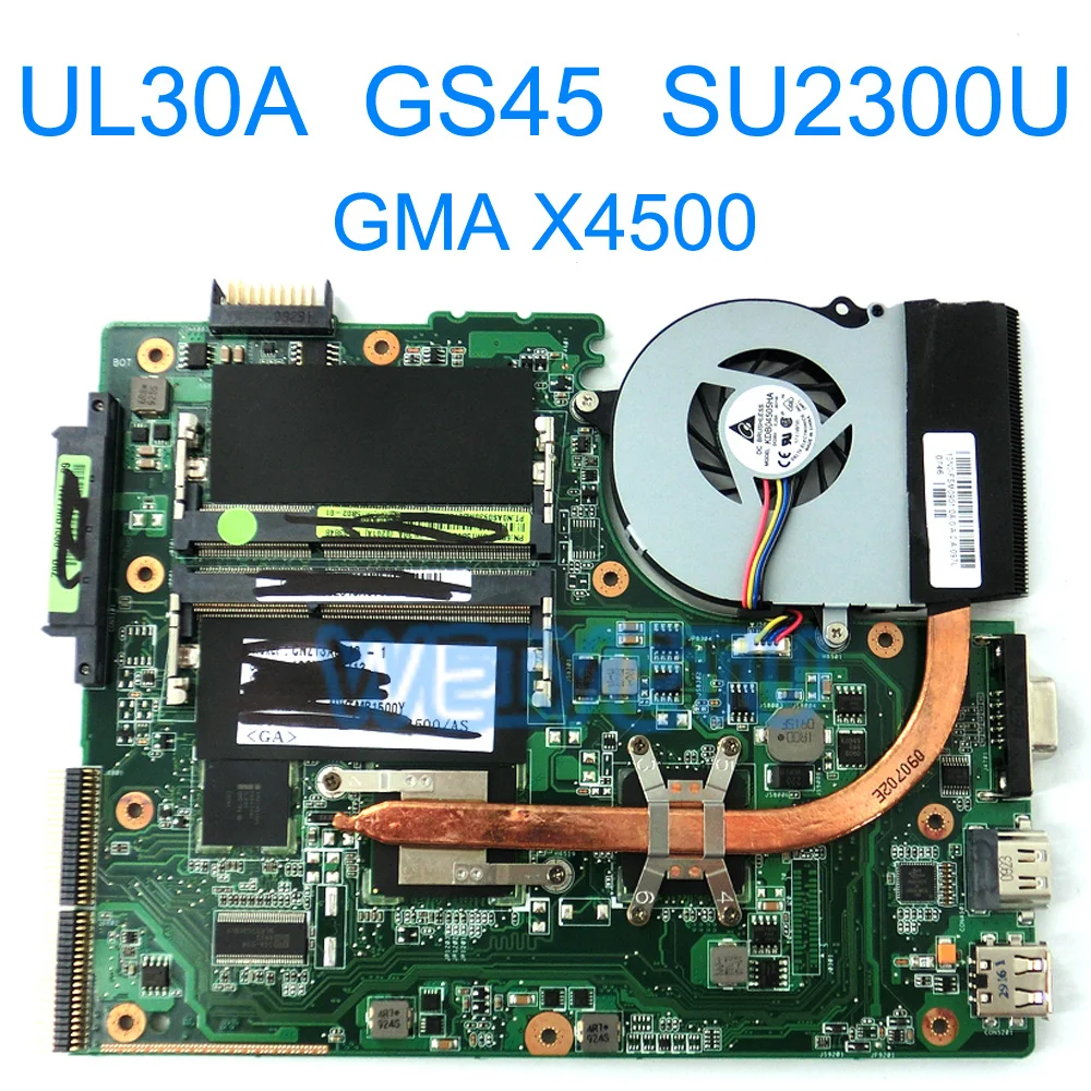 

UL30A GS45 With SU2300 CPU Motherboard for ASUS UL30A UL30 Laptop Mainboard GMA X4500 Rev 2.0 100% Tested