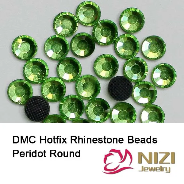 

High Quality Hotfix Rhinestones For Garment Round Flatback Strass Glass Peridot DMC Rhinestones For Wedding Designs New Strass