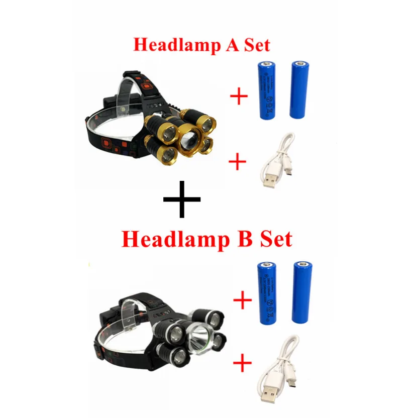 Combo MingRay 50000LM USB Перезаряжаемый налобный фонарь T6 10 Вт светодиодный налобный фонарь высокой мощности, дешевая Налобная лампа для рыбалки, кемпинга, головной светильник stroble светильник - Испускаемый цвет: Combo