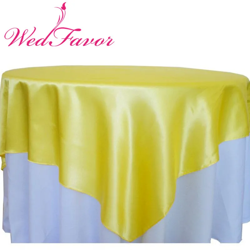 Yellow 10 шт квадратные атласные накладки на стол, атласные свадебные скатерти, скатерти для банкета, мероприятия, вечерние украшения в отеле - Цвет: Yellow