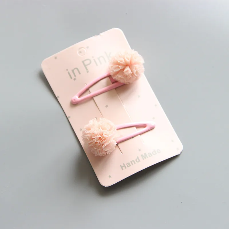 pink white 2 шт./компл. милые кружевные шорты с помпонами для маленьких Заколки для волос милые дети для маленьких девочек шпилька haarspeldjes barettes fille enfant, Детские аксессуары для волос - Цвет: pink white