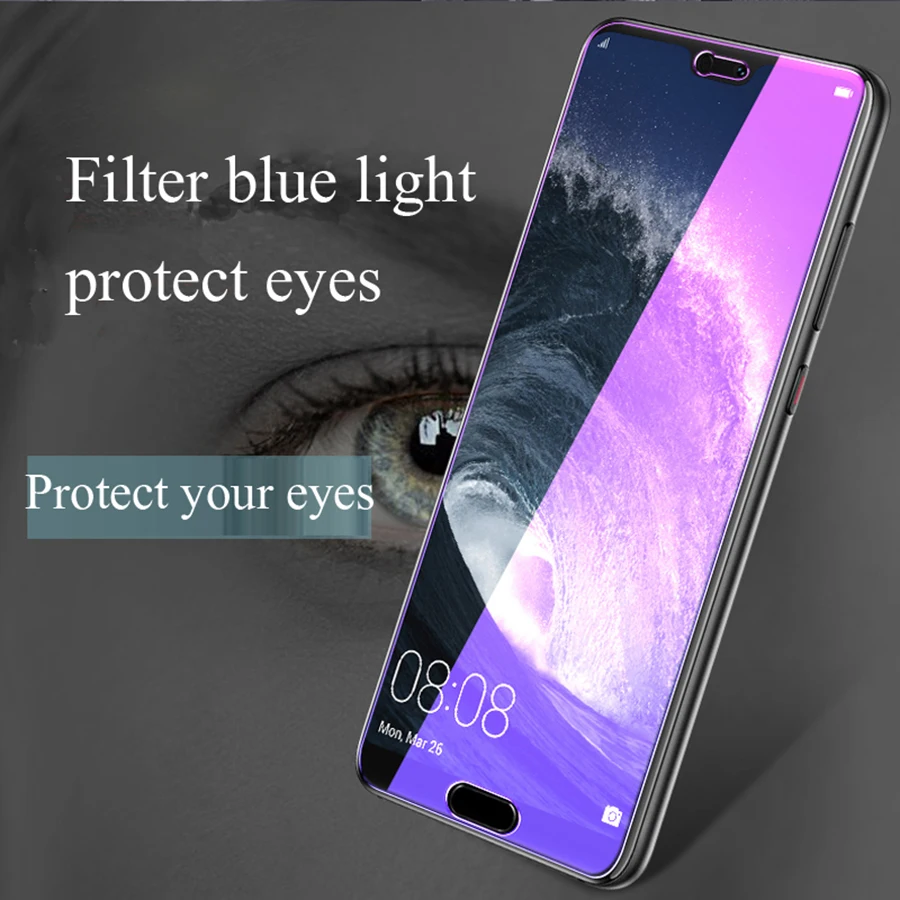 Матовый Anti UV Фиолетовый Синий свет Стекло Экран протектор для huawei P20 Коврики 10 Pro