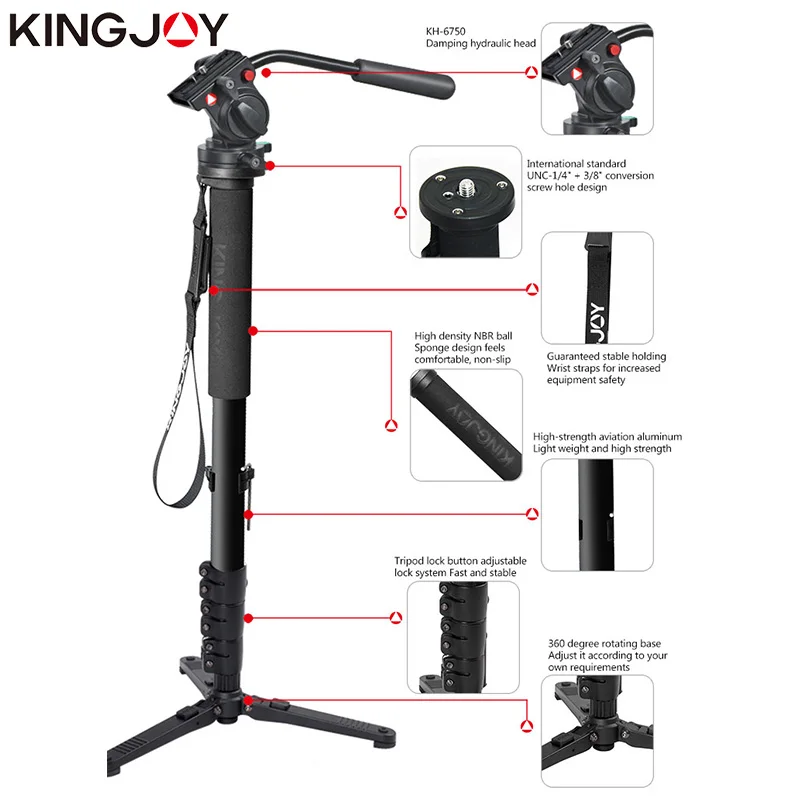 KINGJOY официальный MP4008F + KH-6750 алюминиевый флип монопод Комплект для всех моделей