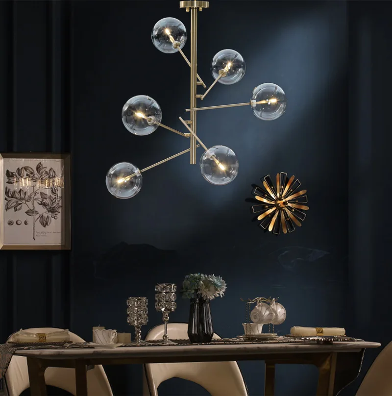 

Золотая креативная люстра в стиле лофт, железная лампа для столовой, гостиной, американская минималистская лампа, комнатный современный св...