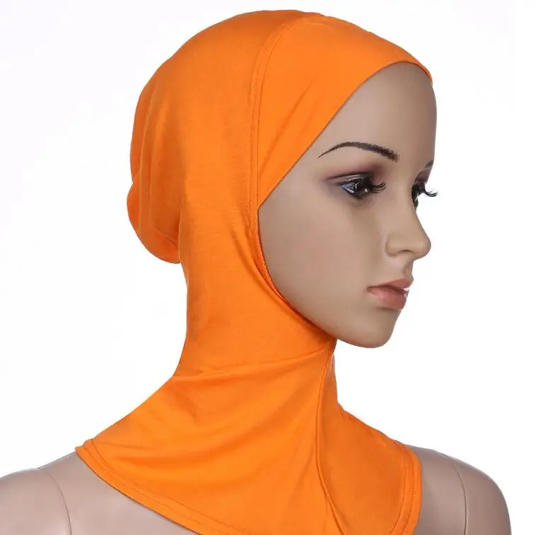 orange Multicolor Full Cover Soft Modal Muslim Hijab Shawls Swimming Cap Women's Swimming Suit Islamic Underscarf Bikinis Beachwear Cap - Цвет: orange
