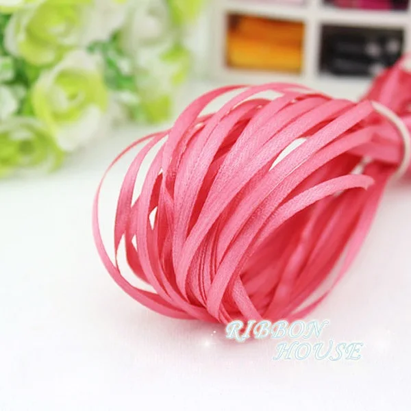 Watermelon Red 20 м/лот) 1/"(3 мм) односторонняя Свадебная атласная лента украшение подарок рождественские ленты - Цвет: Watermelon Red