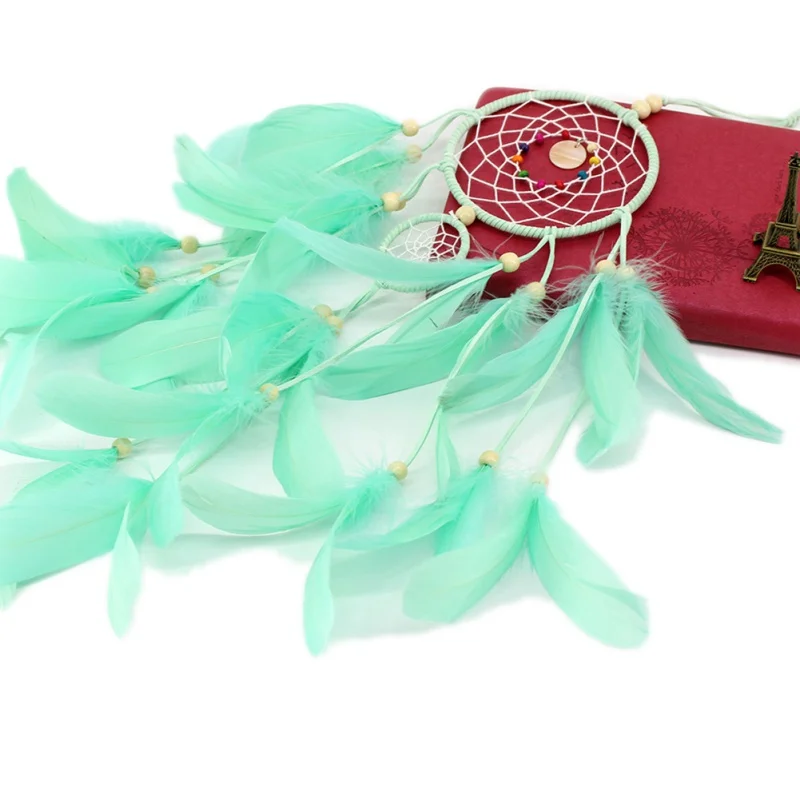 Hot Feather Dream Catcher Wind Chimes Handmade Crafts Home Decor Pink Dreamcatcher Net With Beads Hanging | Дом и сад